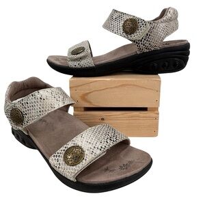 Therafit Melody Adjustable Leather Sandal Tan Snakeskin Sz. 8.5-9/39